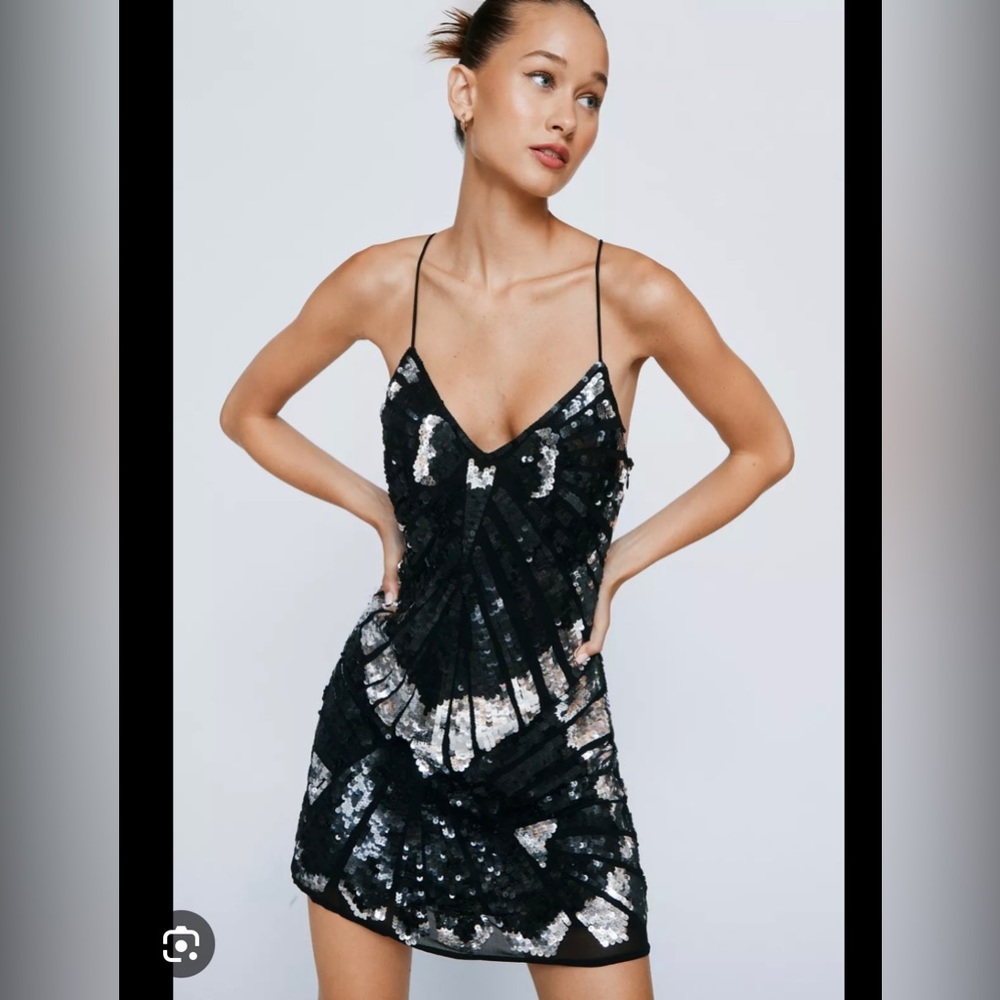 Nasty Gal sequin butterfly party / mini dress size 10